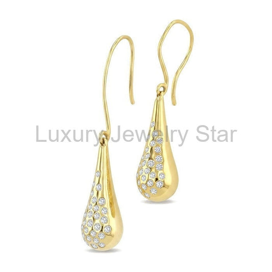 Aeris Gold Bold Mosaic Drop Diamond Fashion Earrings - image 2