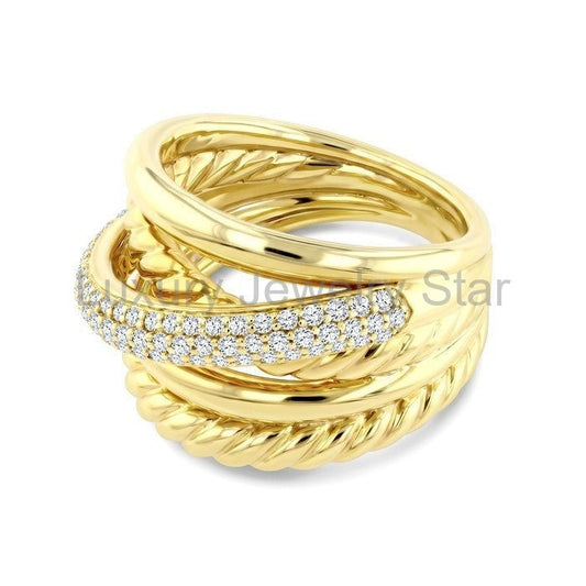 Aeris Gold Criss Cross Diamond Fashion Ring