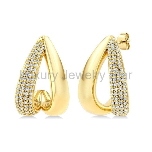 Aeris Gold Diamond Fashion Half Hoop Earrings