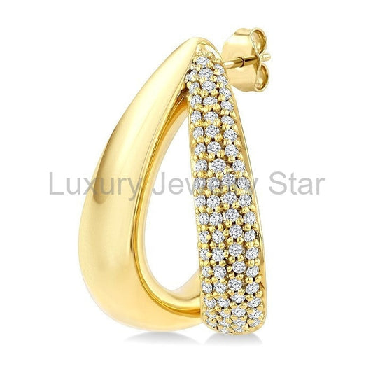 Aeris Gold Diamond Fashion Half Hoop Earrings - image 2