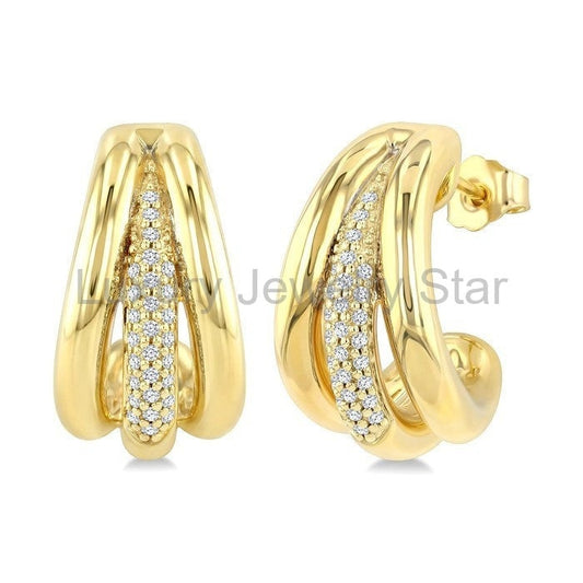 Aeris Gold Diamond Fashion Half Hoop Earrings