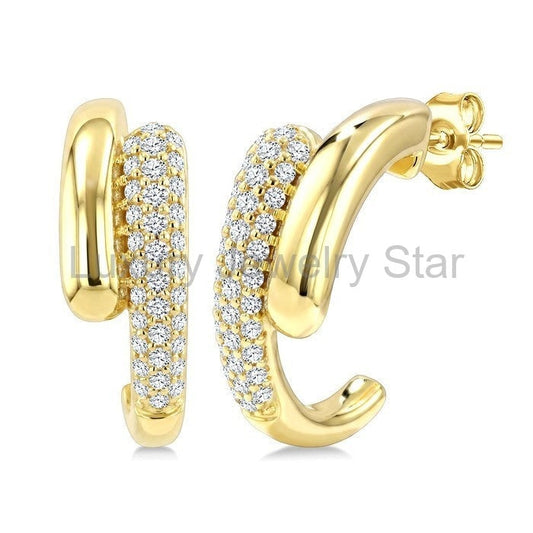 Aeris Gold Diamond Fashion Half Hoop Earrings