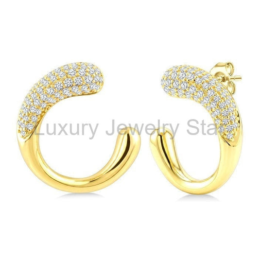 Aeris Gold Diamond Fashion Half Hoop Earrings