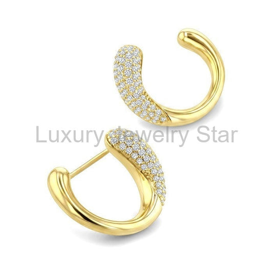 Aeris Gold Diamond Fashion Half Hoop Earrings - image 2