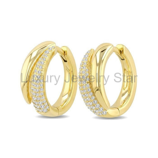 Aeris Gold Diamond Fashion Hoop Earrings - image 2