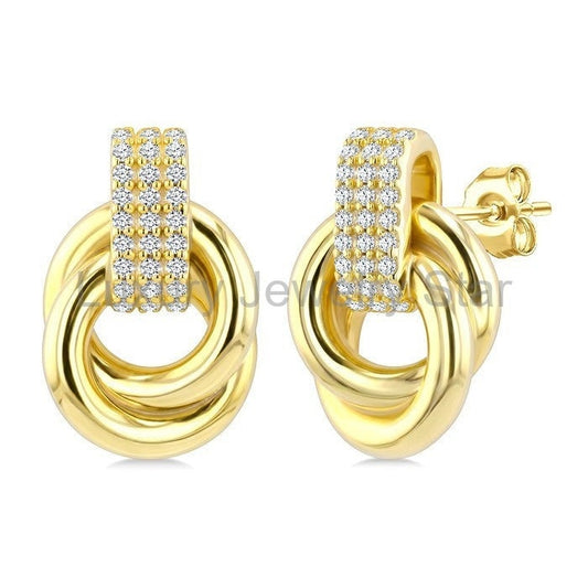 Aeris Gold Diamond Fashion Interlock Earrings