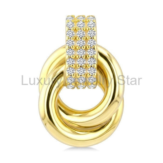 Aeris Gold Diamond Fashion Interlock Earrings - image 2