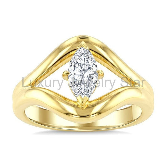 Aeris Gold Marquise Shape Diamond Solitaire Ring