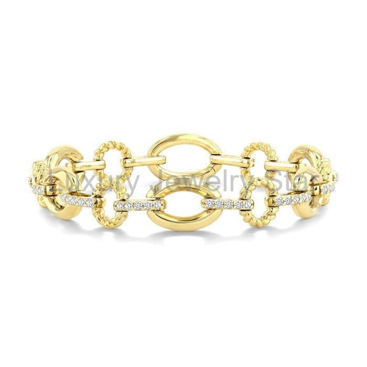 Aeris Gold Oval Link Diamond Fashion Bracelet