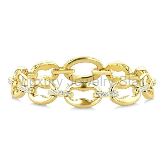 Aeris Gold Oval Link Diamond Fashion Bracelet