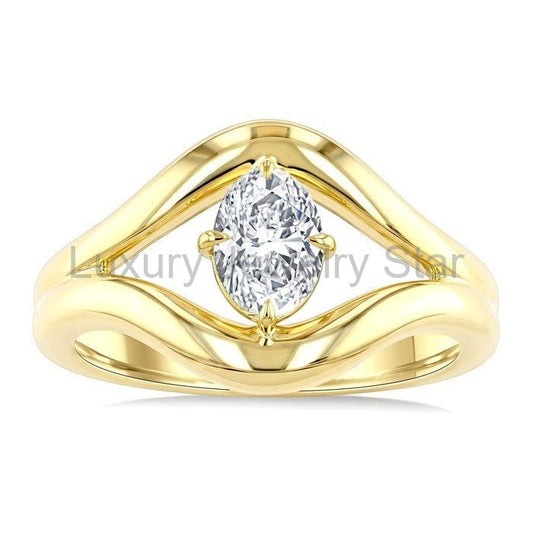 Aeris Gold Oval Shape Diamond Solitaire Ring - image 2