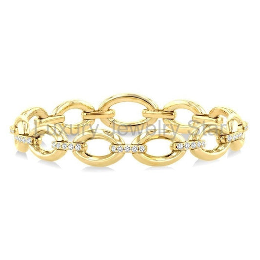 Aeris Gold Oval Shape Link Diamond Fashion Bracelet