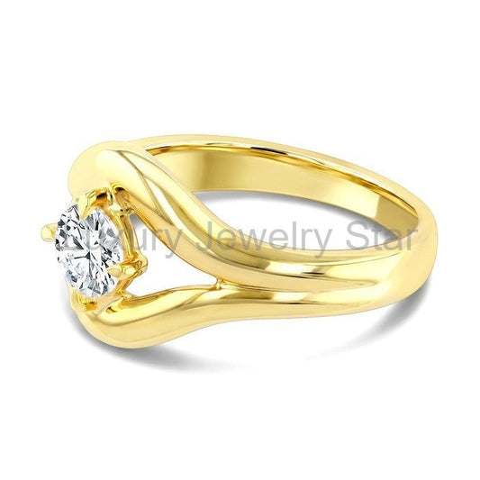 Aeris Gold Round Shape Diamond Solitaire Ring - image 2