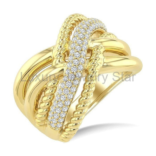 Aeris Gold Twisted Diamond Fashion Ring