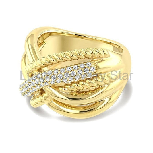 Aeris Gold Twisted Diamond Fashion Ring - image 2