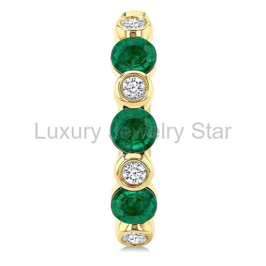 Alternate Gemstone & Diamond Hoop Earrings - image 2