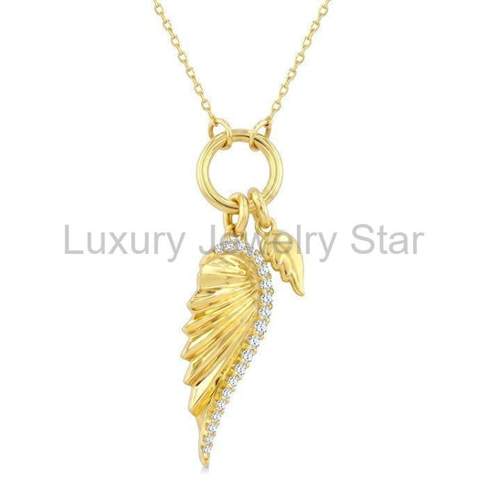 Angel Wings Charm Fluted Diamond Fashion Pendant