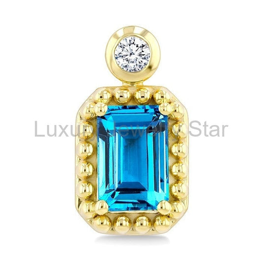 Bead Bijoux Emerald Shape Gemstone & Diamond Earrings - image 2