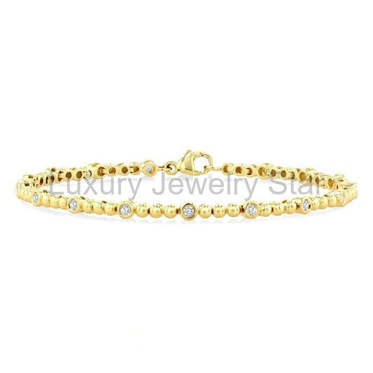 Bead Bijuox Bezel Diamond Fashion Bracelet