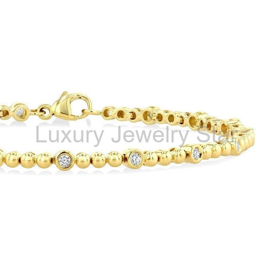 Bead Bijuox Bezel Diamond Fashion Bracelet