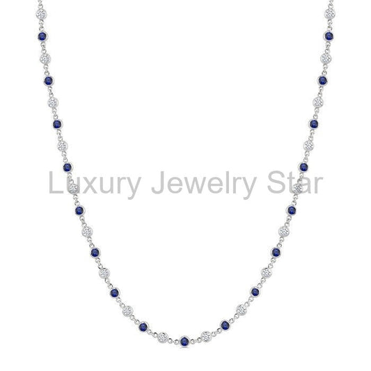 Bezel Alternate Gemstone & Diamond Necklace