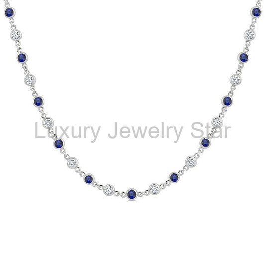 Bezel Alternate Gemstone & Diamond Necklace - image 2