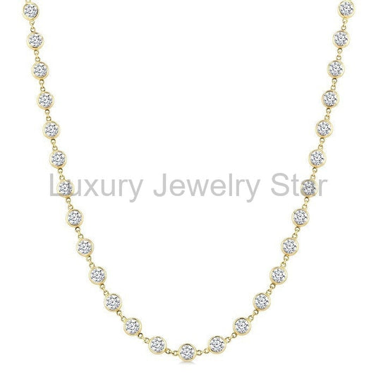 Bezel Set Diamond Station Necklace