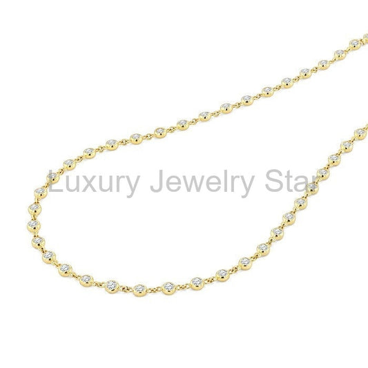 Bezel Set Diamond Station Necklace