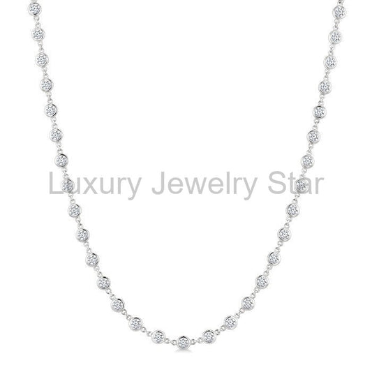 Bezel Set Diamond Station Necklace