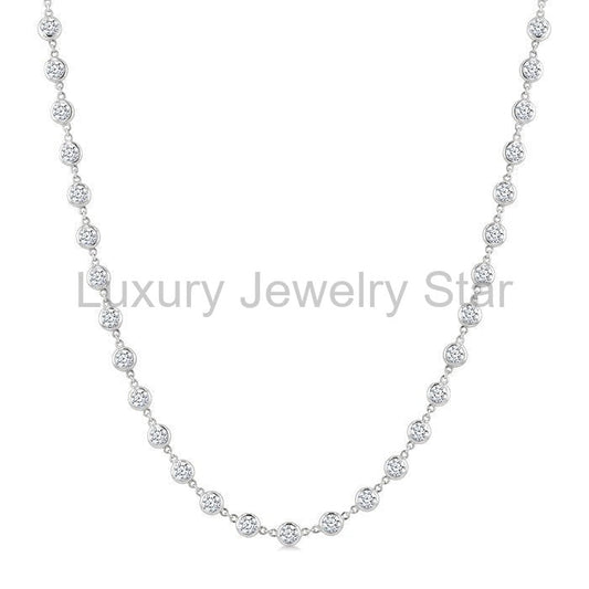 Bezel Set Diamond Station Necklace