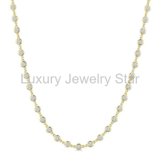 Bezel Set Diamond Station Necklace