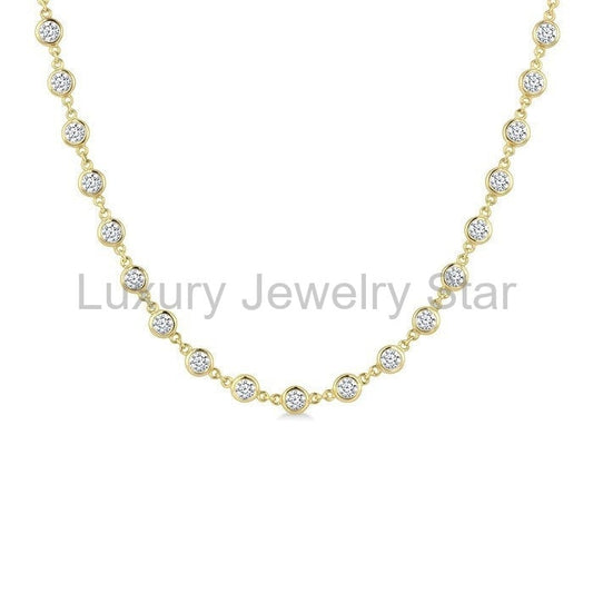 Bezel Set Diamond Station Necklace - image 2