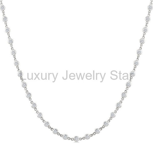 Bezel Set Diamond Station Necklace