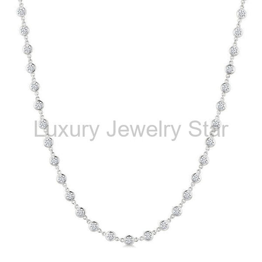 Bezel Set Diamond Station Necklace