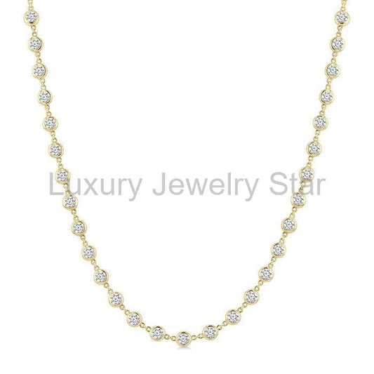 Bezel Set Diamond Station Necklace