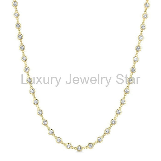 Bezel Set Diamond Station Necklace