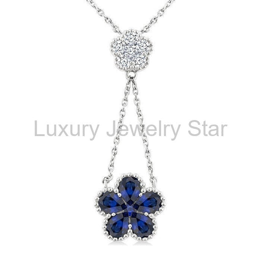 Blossom Pear Shape Gemstone & Diamond Necklace - image 2