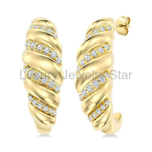 Bold Diamond Fashion Half Hoop Earrings