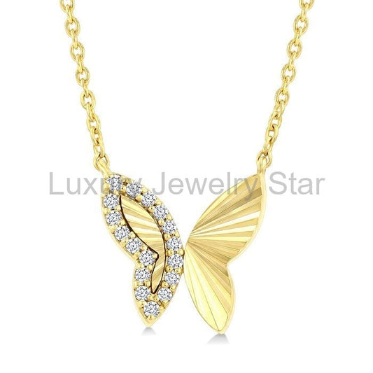 Butterfly Fluted Diamond Fashion Pendant