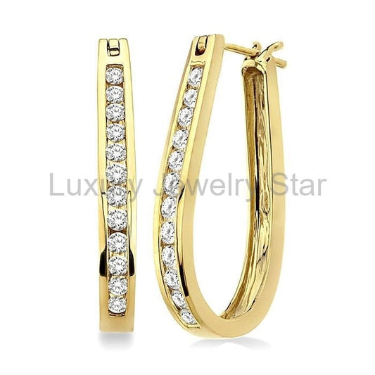 Channel Set Diamond Hoop Earrings