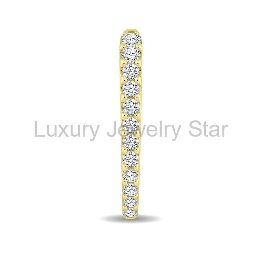 Chevron Diamond Fashion Hoop Earrings - image 2