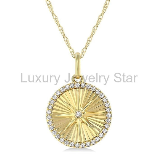 Circle Fluted Medallion Diamond Pendant