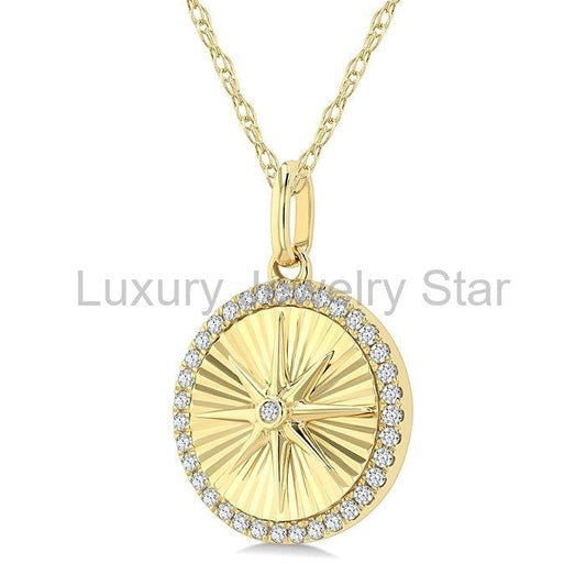 Circle Fluted Medallion Diamond Pendant
