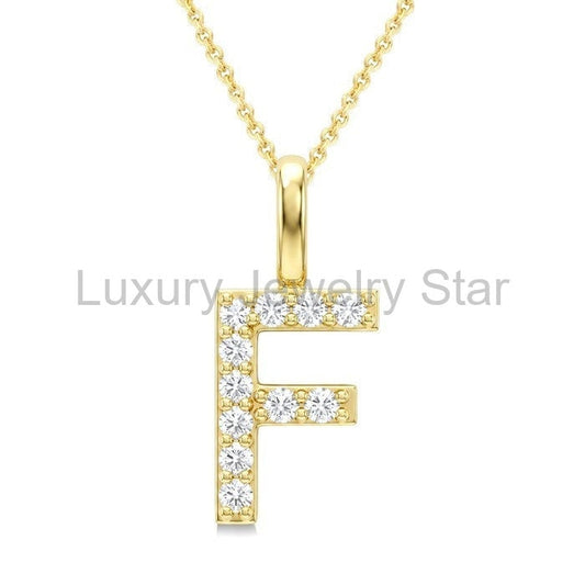Classic 'F' Initial Diamond Pendant