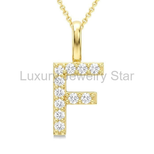 Classic 'F' Initial Diamond Pendant