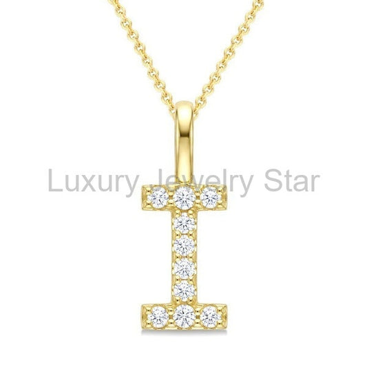 Classic 'I' Initial Diamond Pendant