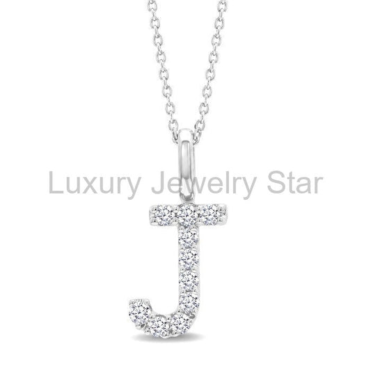 Classic 'J' Initial Diamond Pendant