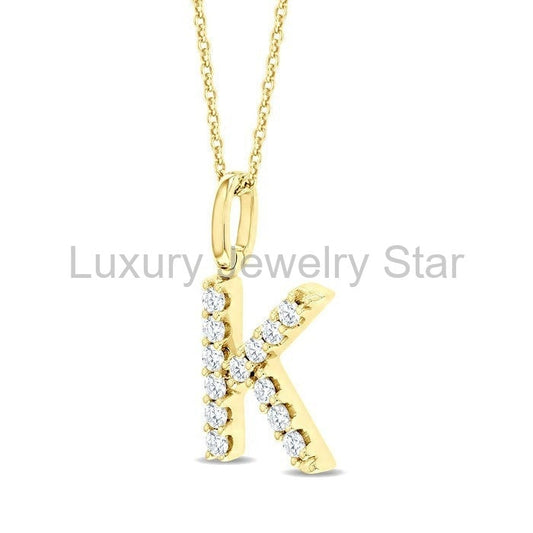 Classic 'K' Initial Diamond Pendant