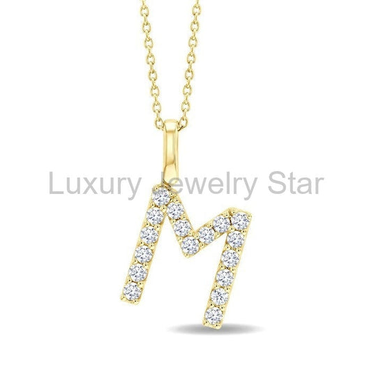 Classic 'M' Initial Diamond Pendant