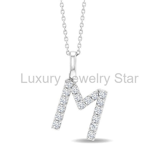 Classic 'M' Initial Diamond Pendant